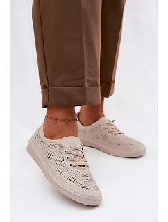 Kožené Ažurové Dámské Polobotky model 22101360 Béžové - S.Barski