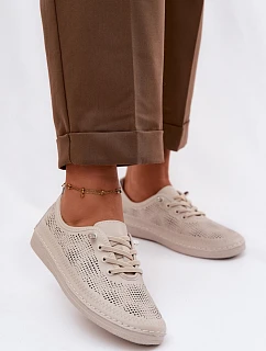 Kožené Ažurové Dámské Polobotky model 22101360 Béžové - S.Barski