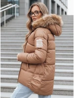 Dámská zimní prošívaná bunda s kapucí FashionStreet camel TY5508