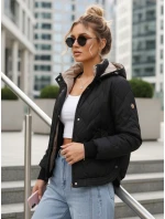 Dámská přechodná prošívaná bunda s kapucí černá FashionStreet TY5618