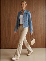 Kurtka damska jeansowa Napoleonka niebieska FashionStreet TY6045