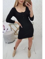 Šaty s knoflíkovým výstřihem černé Šaty s knoflíkovým výstřihem černé