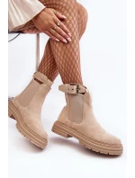 Kůže Botky Na Masivní Podrážce Světle Béžové model 21640452 - Boto Kůže Botky Na Masivní Podrážce Světle Béžové model 21640452 - Boto