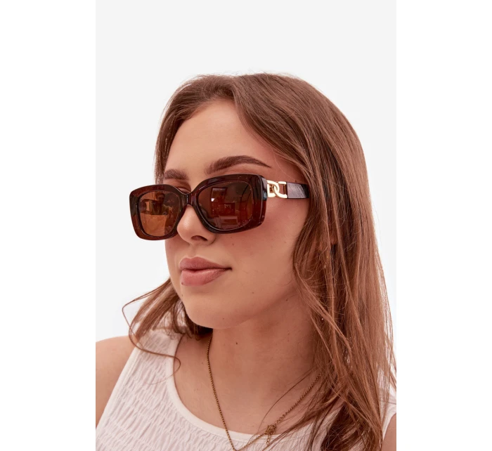 Dámské sluneční brýle s zlatým detailem Hnědé