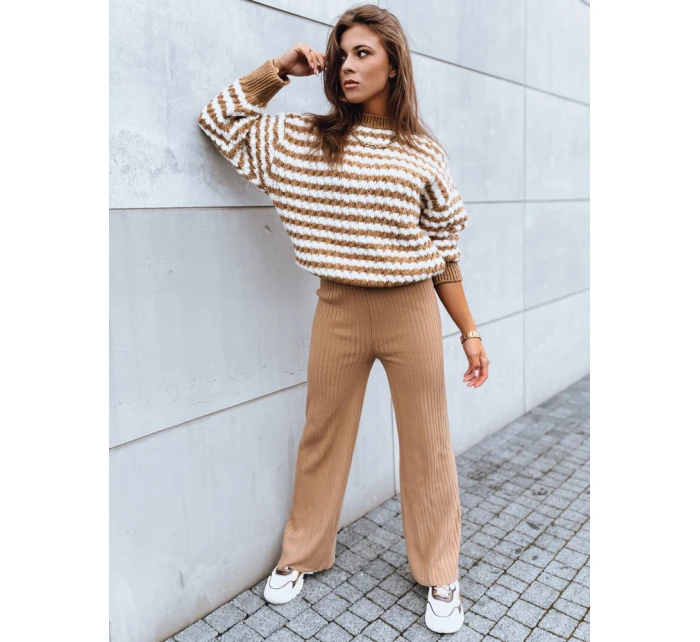 Dámské kalhoty s širokými nohavicemi MOSSYMOOD camel FashionStreet UY1690 Dámské kalhoty s širokými nohavicemi MOSSYMOOD camel FashionStreet UY1690