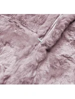 Pudrově růžová dámská bunda-kožíšek s kapucí (br9741-81)
