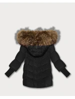 Černá dámská zimní bunda s úpletovými stahovacími lemy Goodlookin (KK60613) Černá dámská zimní bunda s úpletovými stahovacími lemy Goodlookin (KK60613)