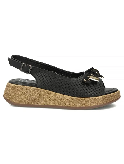 Dámské kožené ažurové sandály na platformě černé model 22135904 - FILIPPO