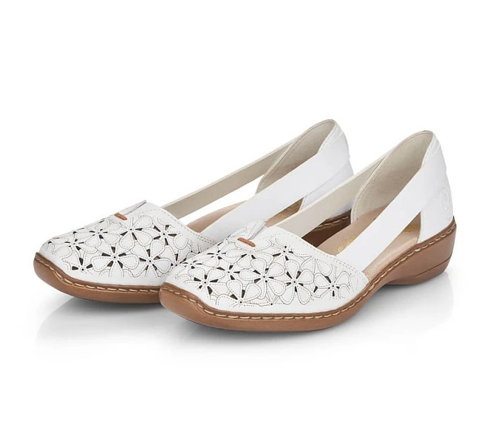 Rieker W RKR442B bílá ažurová kožená polobotka