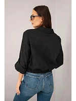 Dámská jarní bavlněná bunda s kapsami a model 22277405 černá - K-Fashion