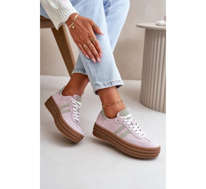 Zazoo N1068S4 Dámské Semišové Tenisky na Platformě Fialové