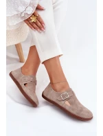 Semišové Polobotky Dámské S Přezkou  Béžové model 21703098 - Zazoo