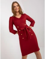 Sukienka LK SK model 21717599 ciemny czerwony - FPrice Sukienka LK SK model 21717599 ciemny czerwony - FPrice