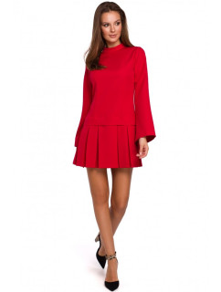 K021 Mini šaty s projmutým spodním lemem - červené