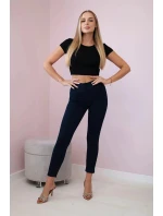 Bavlněné kalhoty s mašlí Zentex tmavě modré - Kesi