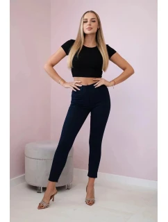 Bavlněné kalhoty s mašlí Zentex tmavě modré - Kesi