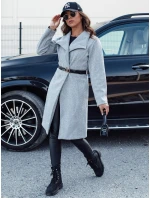 Dámský podzimní dlouhý kabát CELESTIA světle šedý FashionStreet NY0684