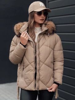 Dámská zimní bunda LESISI prošívaná s kapucí béžová FashionStreet TY4715