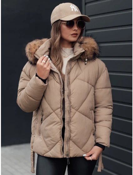 Dámská zimní bunda LESISI prošívaná s kapucí béžová FashionStreet TY4715