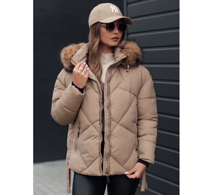 Dámská zimní bunda LESISI prošívaná s kapucí béžová FashionStreet TY4715