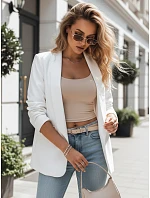 Żakiet damski klasyczny z rękawem ecru model 22203547 - FashionStreet Żakiet damski klasyczny z rękawem ecru model 22203547 - FashionStreet