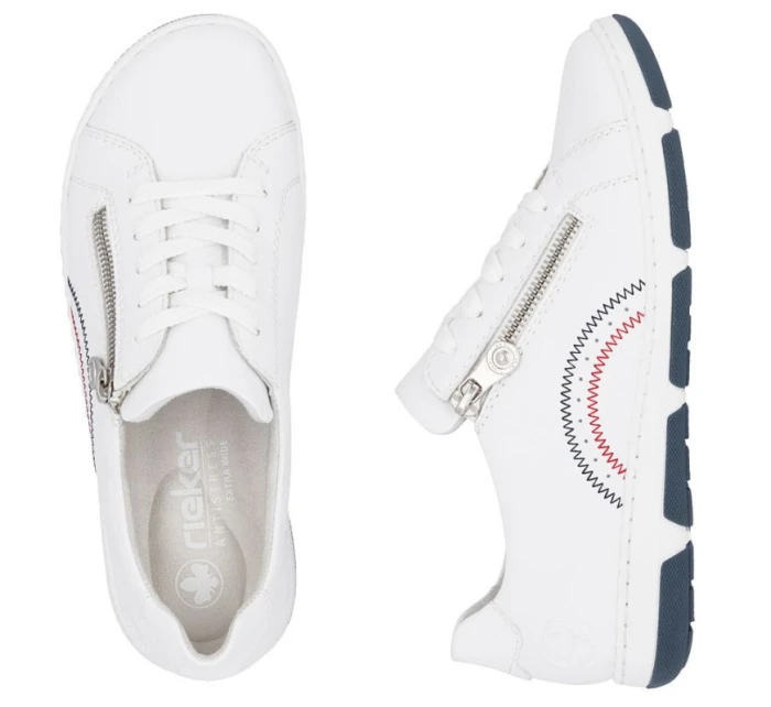 Dámské bílé kožené polobotky na zip model 21948512 - Rieker