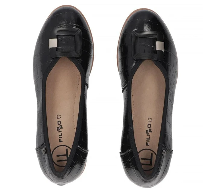 Černé kožené lodičky Filippo DP7661/26 BK na podpatku