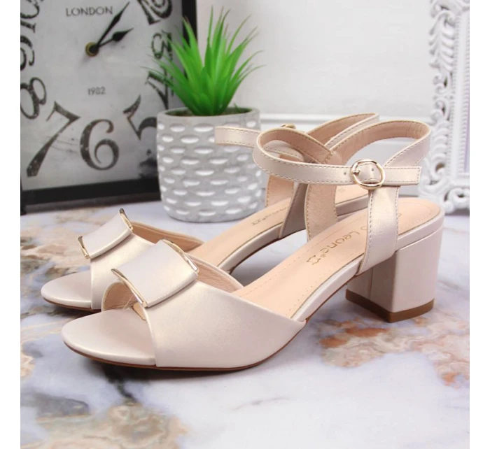 Sergio Leone W SK139F béžové sandály na vysokém jehlovém podpatku