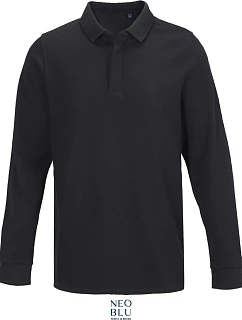 LSL Men Pánské těžké piqué polo s dlouhým rukávem deep black model 22442403 - NEOBLU