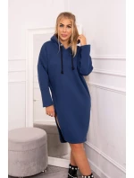 Šaty s kapucí a bočním rozparkem z džínoviny Šaty s kapucí a bočním rozparkem z džínoviny