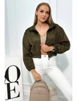 Semišová mikina na zip khaki