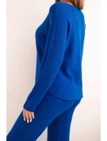 Dámský svetr s širokými nohavicemi a dlouhým rukávem chabrový Dámský svetr s širokými nohavicemi a dlouhým rukávem chabrový