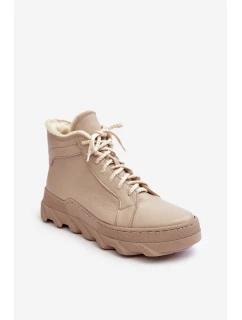 Kožené Boty Dámské Na Platformě Bežové Lemar model 21638483 - Boto