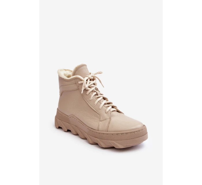Kožené Boty Dámské Na Platformě Bežové Lemar model 21638483 - Boto