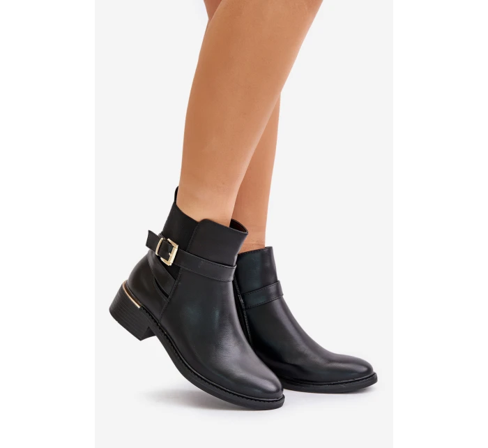 Dámské boty na nízkém podpatku eko kůže černé model 21674185 - Boto Dámské boty na nízkém podpatku eko kůže černé model 21674185 - Boto