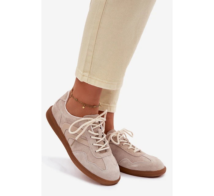 Dámské kožené semišové tenisky nízké béžové model 22100202 - Boto Dámské kožené semišové tenisky nízké béžové model 22100202 - Boto