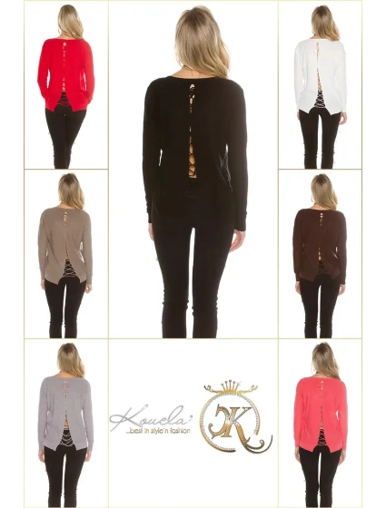 Trendy svetr model 20829253 se šňůrkami - Koucla Trendy svetr model 20829253 se šňůrkami - Koucla