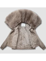 Béžová kožená bunda s velkým límcem model 21335570 - Glakate