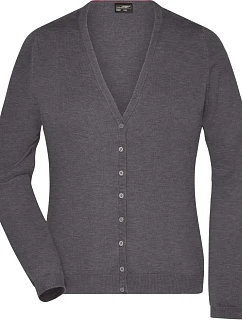 JN 660 Dámský pletený cardigan s výstřihem do V model 22487979 anthracite melange - Daiber