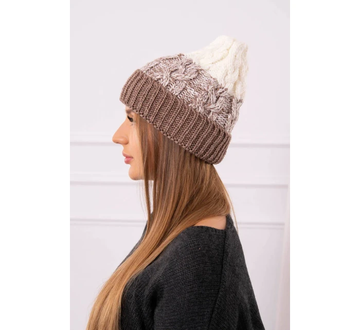 Dámská čepice Samara K346 cappuccino+ecru