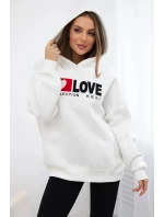 Zateplená bavlněná mikina s kapucí Love ecru Zateplená bavlněná mikina s kapucí Love ecru