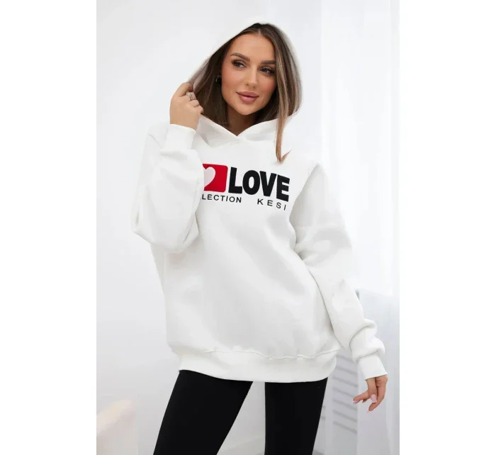 Zateplená bavlněná mikina s kapucí Love ecru Zateplená bavlněná mikina s kapucí Love ecru