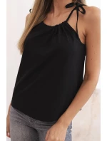 Dámská bavlněná tílko s uvázáním u krku černá