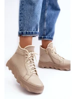 Kožené Boty Dámské Na Platformě Bežové Lemar model 21638483 - Boto