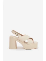Dámské Sandály Na Podpatku A Platformě Z Eko Kůže Světle Béžové model 21688907 - Boto