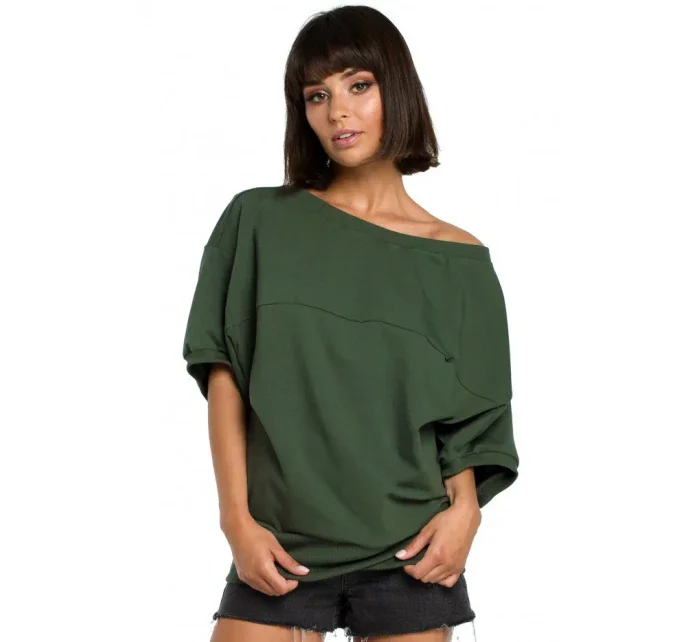 B079 Halenka nadměrné velikosti se zavinovacími detaily - černá B079 Halenka nadměrné velikosti se zavinovacími detaily - černá