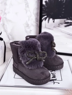 Dívčí Sněhové Teple Boty S Kožešinou Semišové šedé Amelia