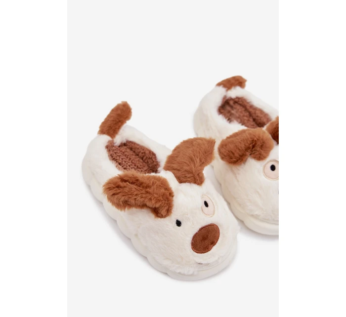 Dětské chlupaté bačkory – hnědé se psy Farnise Dětské chlupaté bačkory – hnědé se psy Farnise