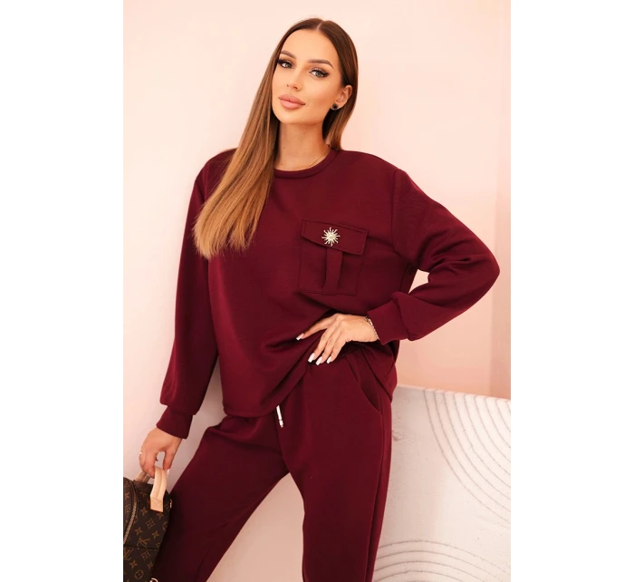 Komplet dámský máslový mikina a kalhoty s gumou model 21310126 - K-Fashion