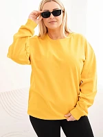 Dámská mikina s okrouhlým výstřihem Plus Size bavlněná basic hořčicová